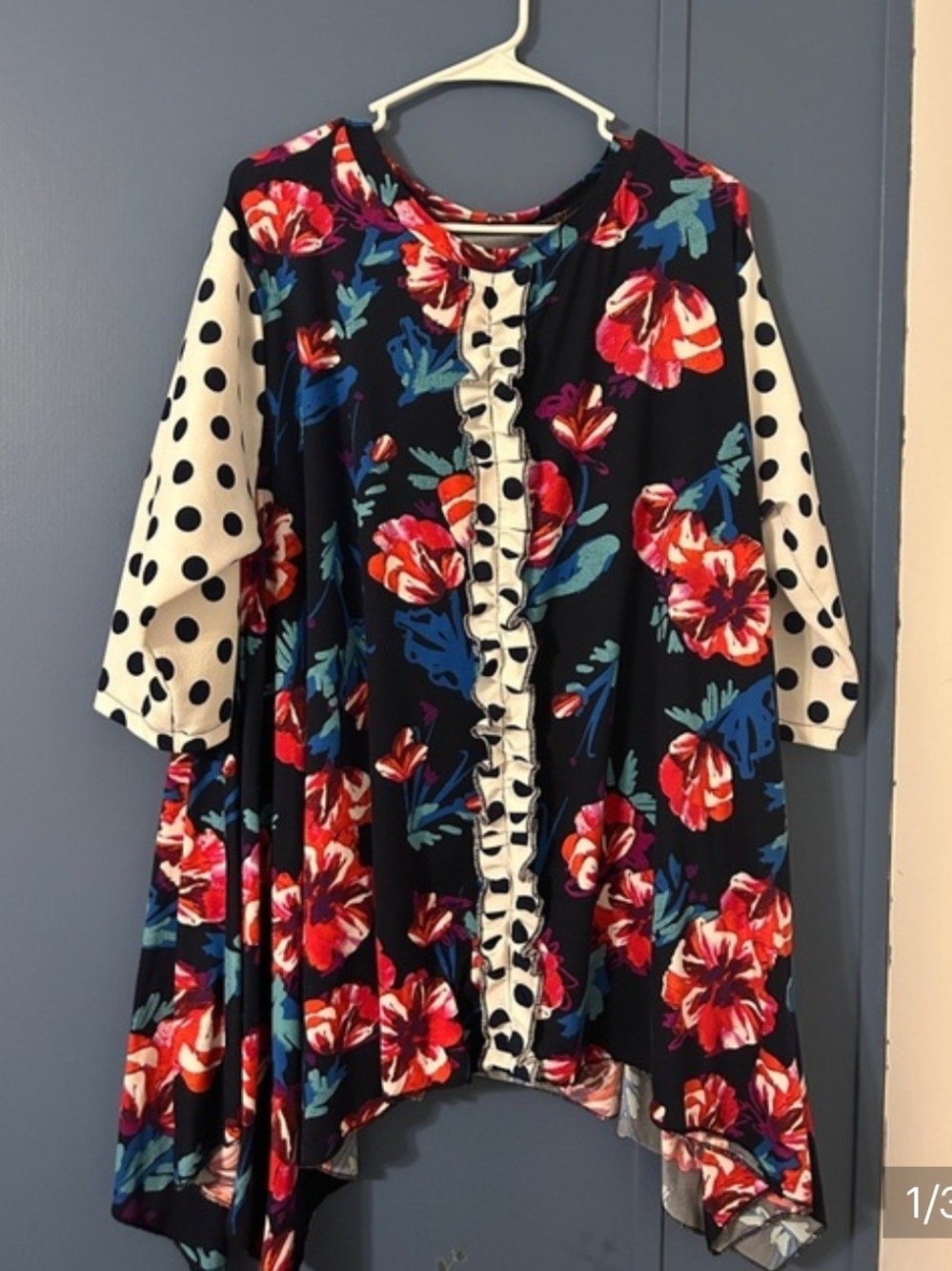 Women’s Floral & Polka Dot Navy Tunic Top